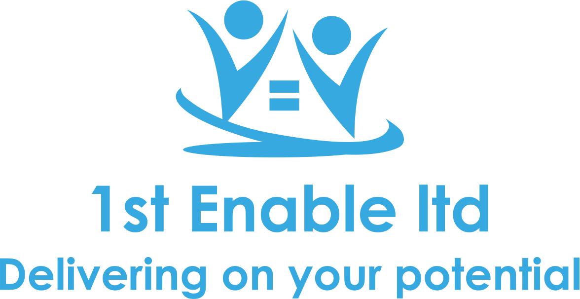 Logo of 1st Enable Cheshire East, a home care agency in Crewe, Cheshire East, offering older person care, learning disability and autism support, physical disability support and sensory impairment support.